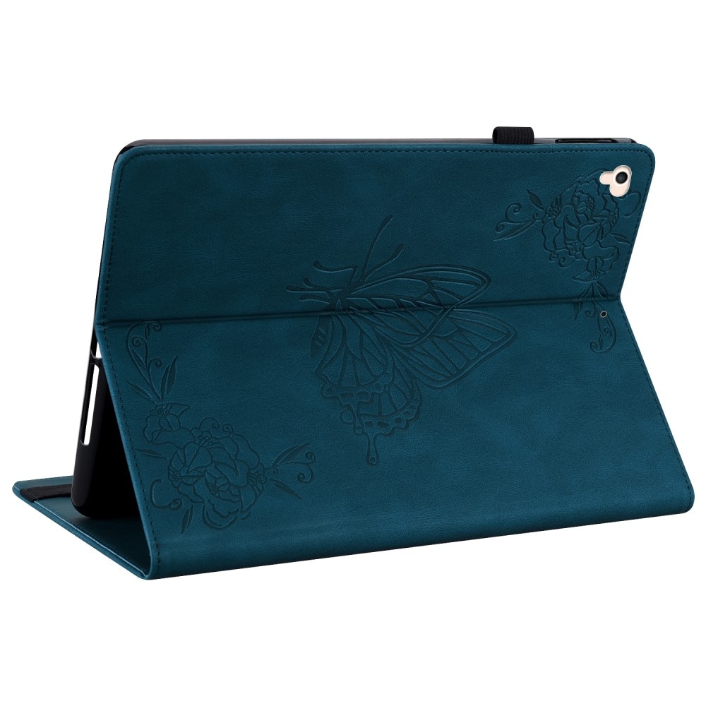 Custodia in pelle con farfalla iPad 9.7 5th Gen (2017) blu