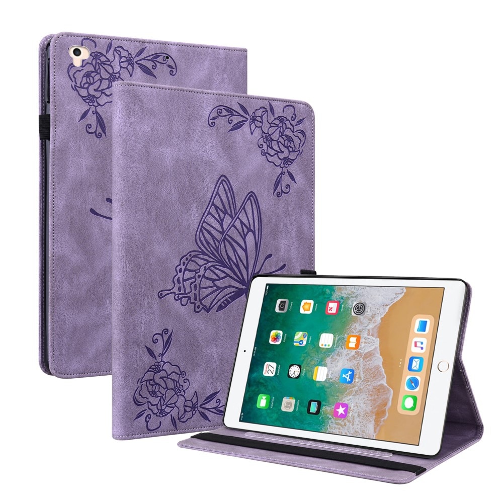 Custodia in pelle con farfalla iPad 9.7 5th Gen (2017) viola