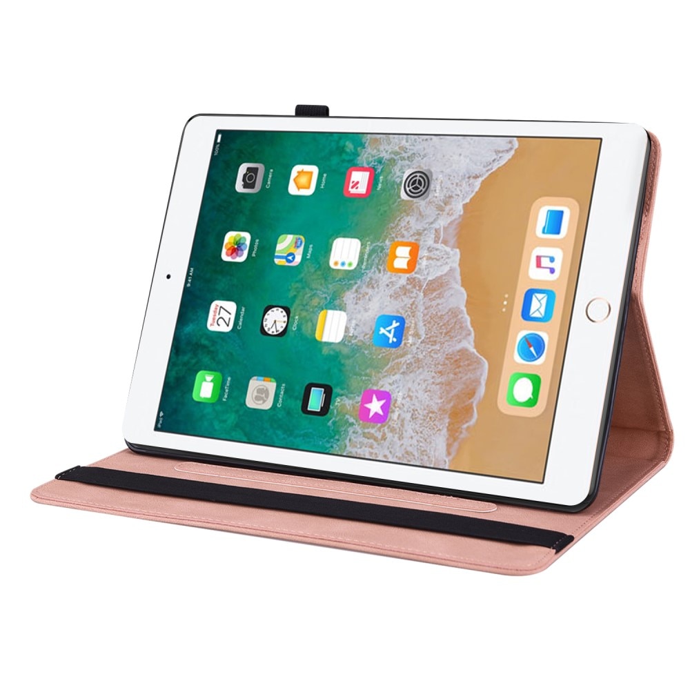 Custodia in pelle con farfalla iPad 9.7 5th Gen (2017) rosa