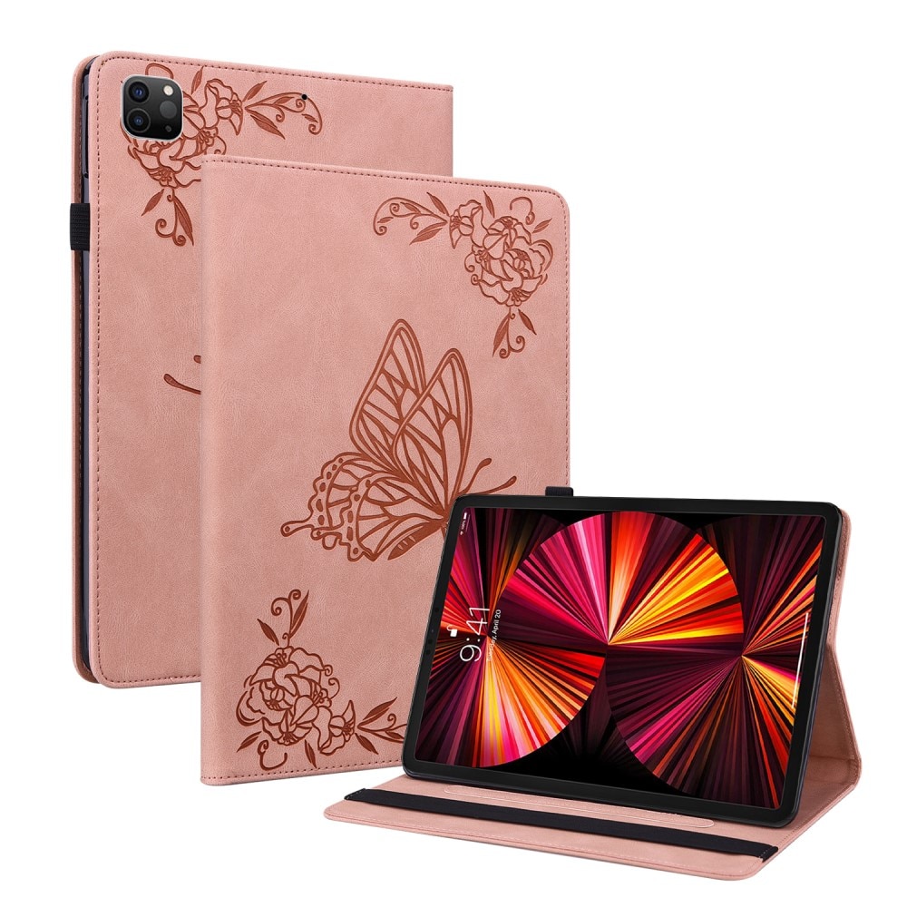 Custodia in pelle con farfalla iPad Pro 11 3rd Gen (2021) rosa