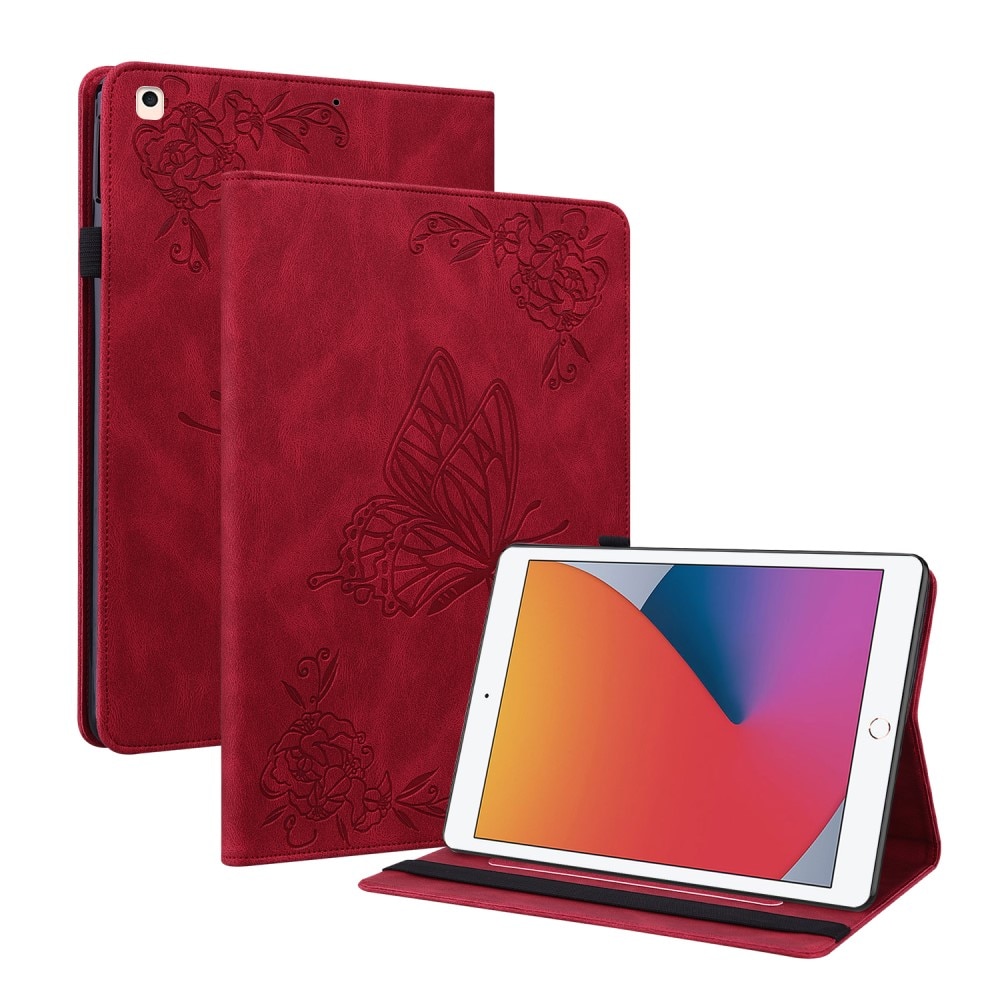 Custodia in pelle con farfalla iPad 10.2 8th Gen (2020) rosso