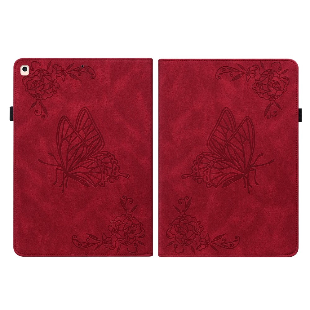 Custodia in pelle con farfalla iPad 10.2 7th Gen (2019) rosso