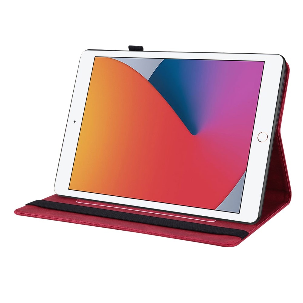 Custodia in pelle con farfalla iPad 10.2 9th Gen (2021) rosso