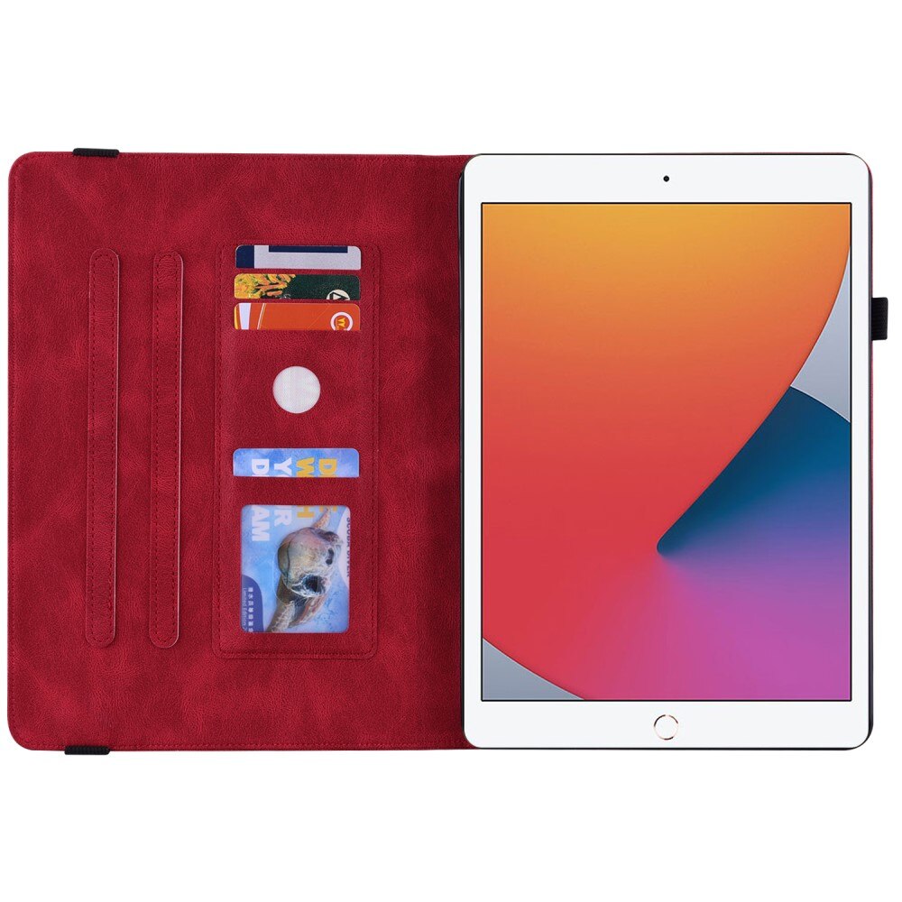 Custodia in pelle con farfalla iPad 10.2 9th Gen (2021) rosso