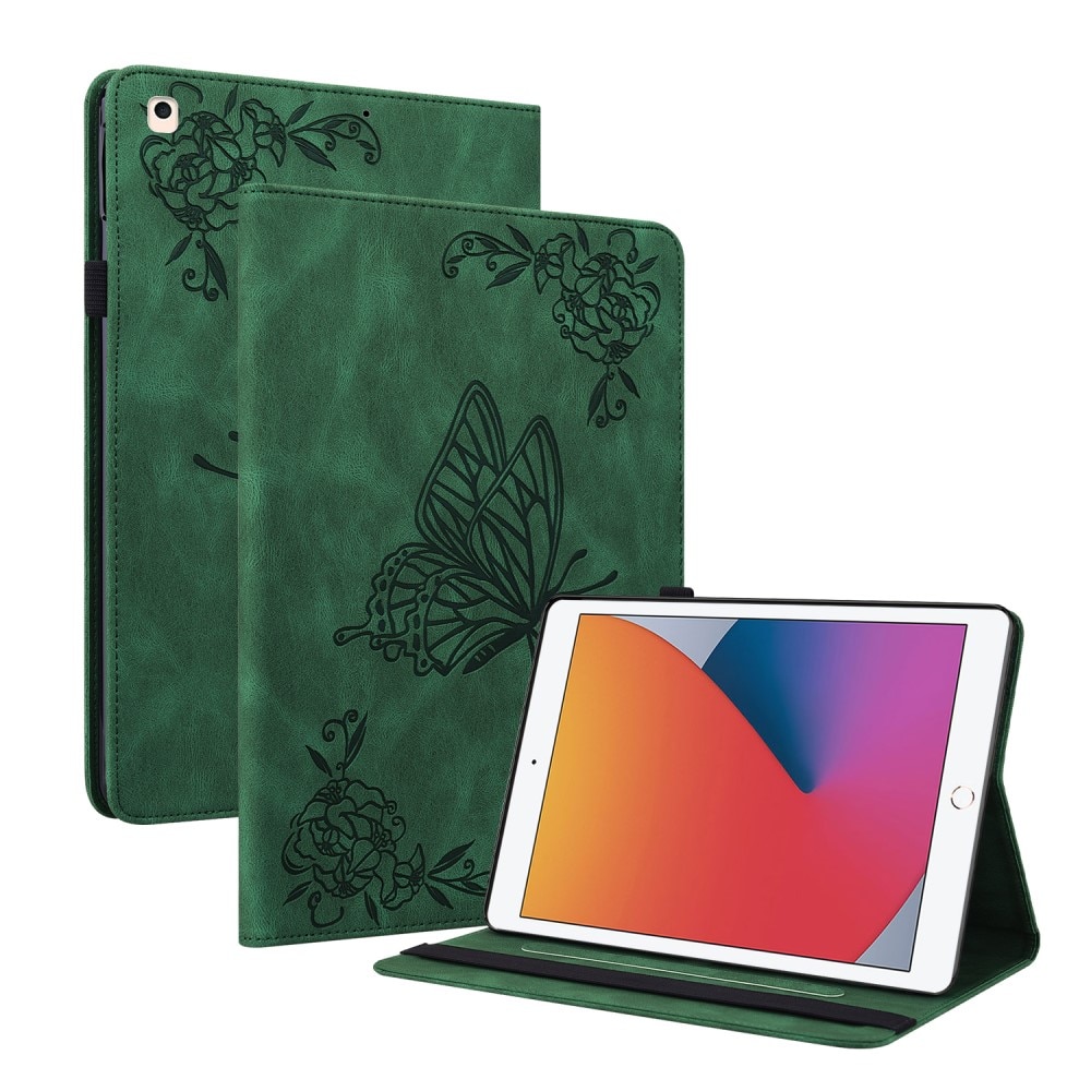 Custodia in pelle con farfalla iPad 10.2 9th Gen (2021) verde