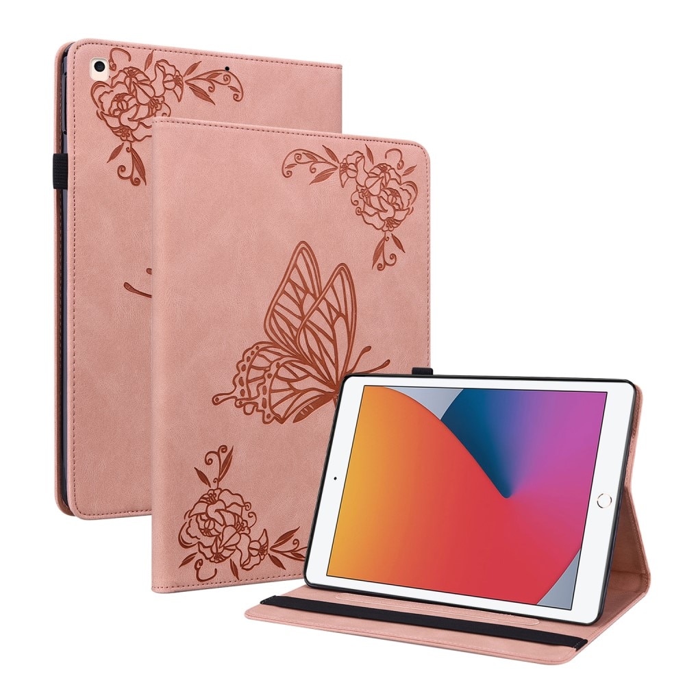 Custodia in pelle con farfalla iPad 10.2 rosa