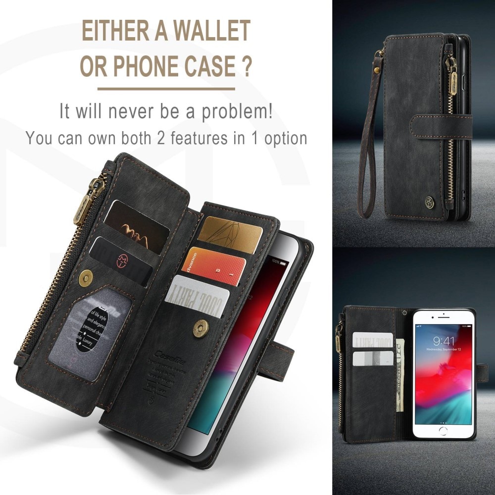 Custodie a portafoglio Zipper iPhone 7 nero