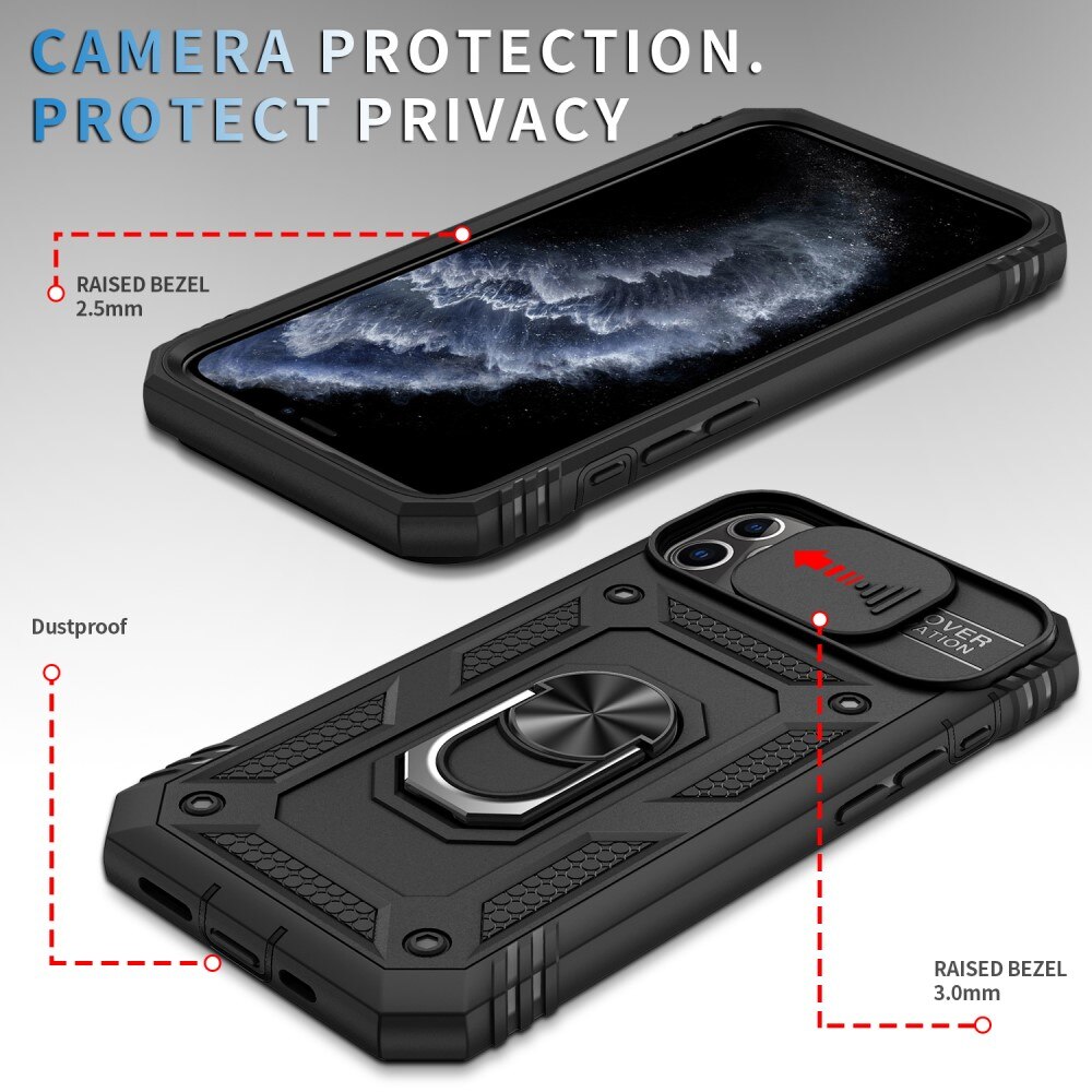 Cover ibride con anello e protezione fotocamera iPhone 11 Pro Max nero