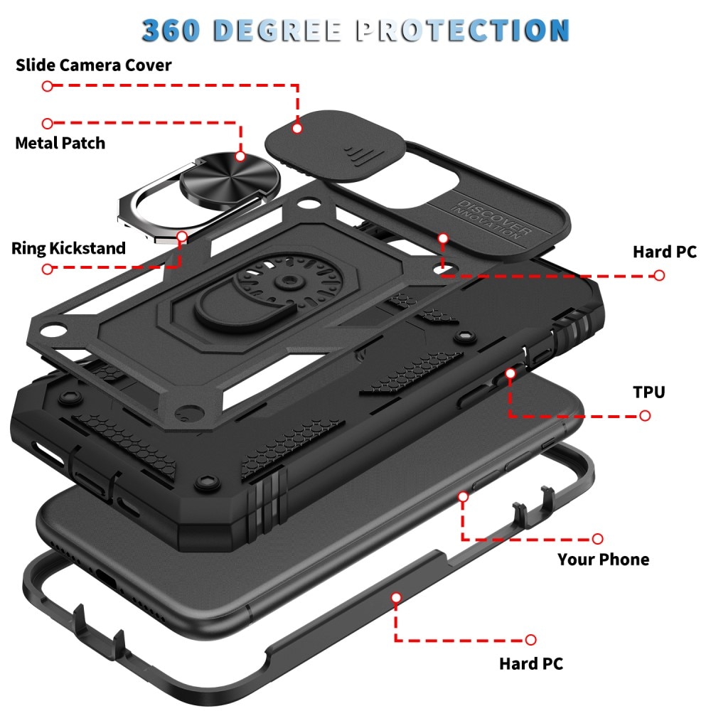 Cover ibride con anello e protezione fotocamera iPhone 11 Pro Max nero