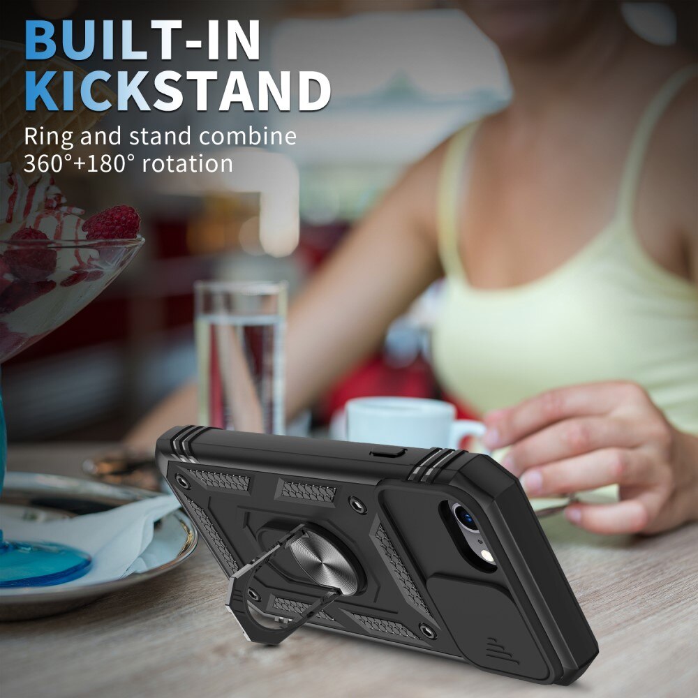 Cover ibride con anello e protezione fotocamera Apple iPhone SE 2020/iPhone SE 2022/iPhone 8/iPhone 7 Nero
