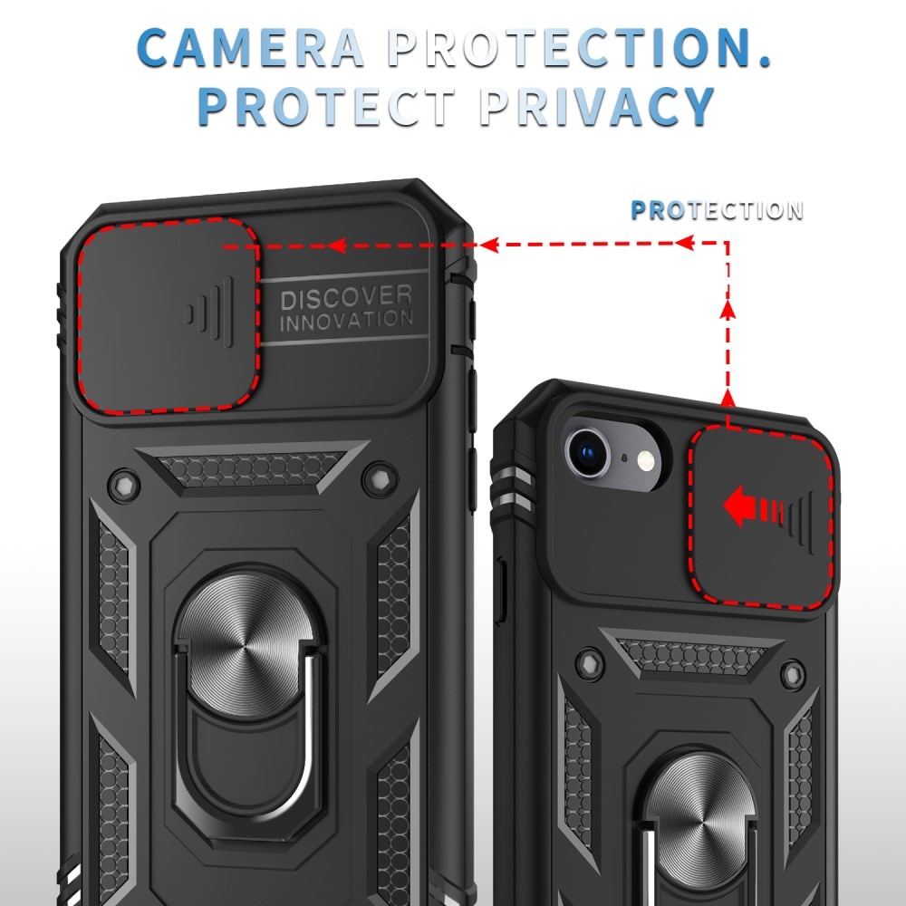 Cover ibride con anello e protezione fotocamera iPhone 7/8/SE nero