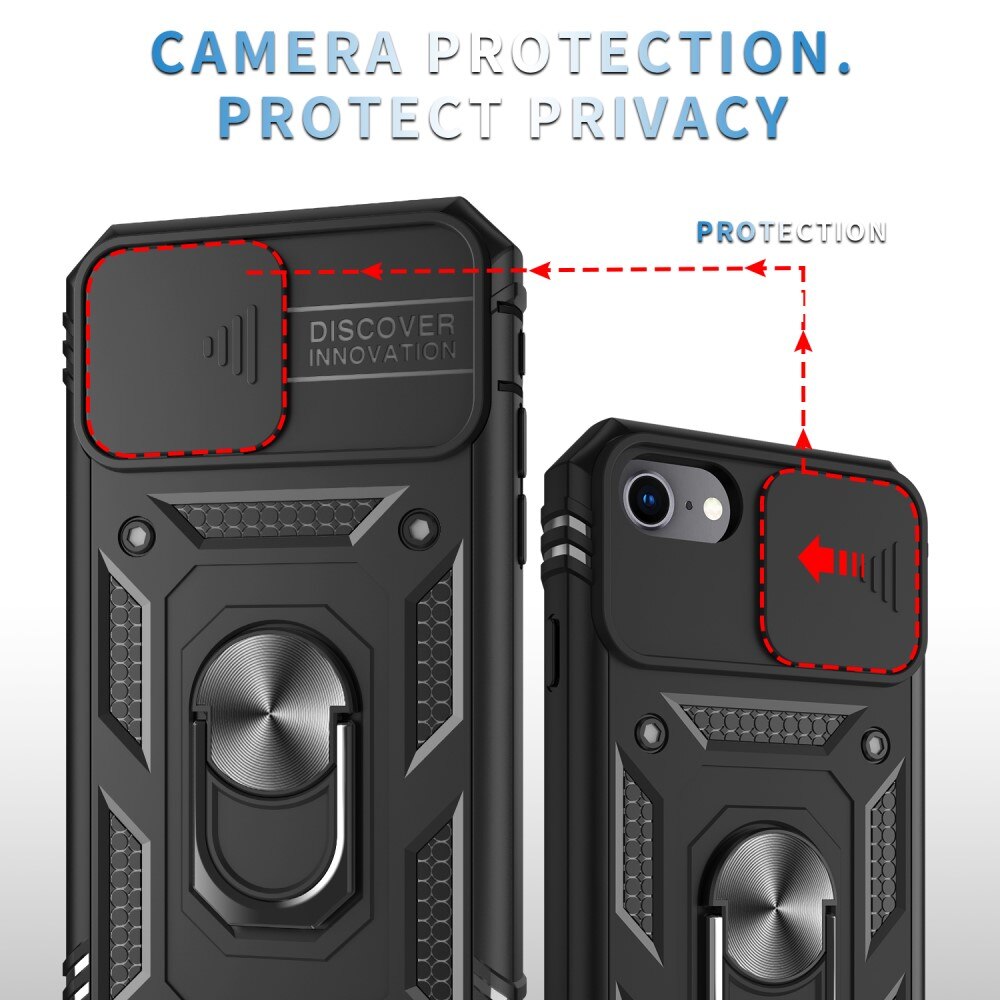 Cover ibride con anello e protezione fotocamera Apple iPhone SE 2020/iPhone SE 2022/iPhone 8/iPhone 7 Nero