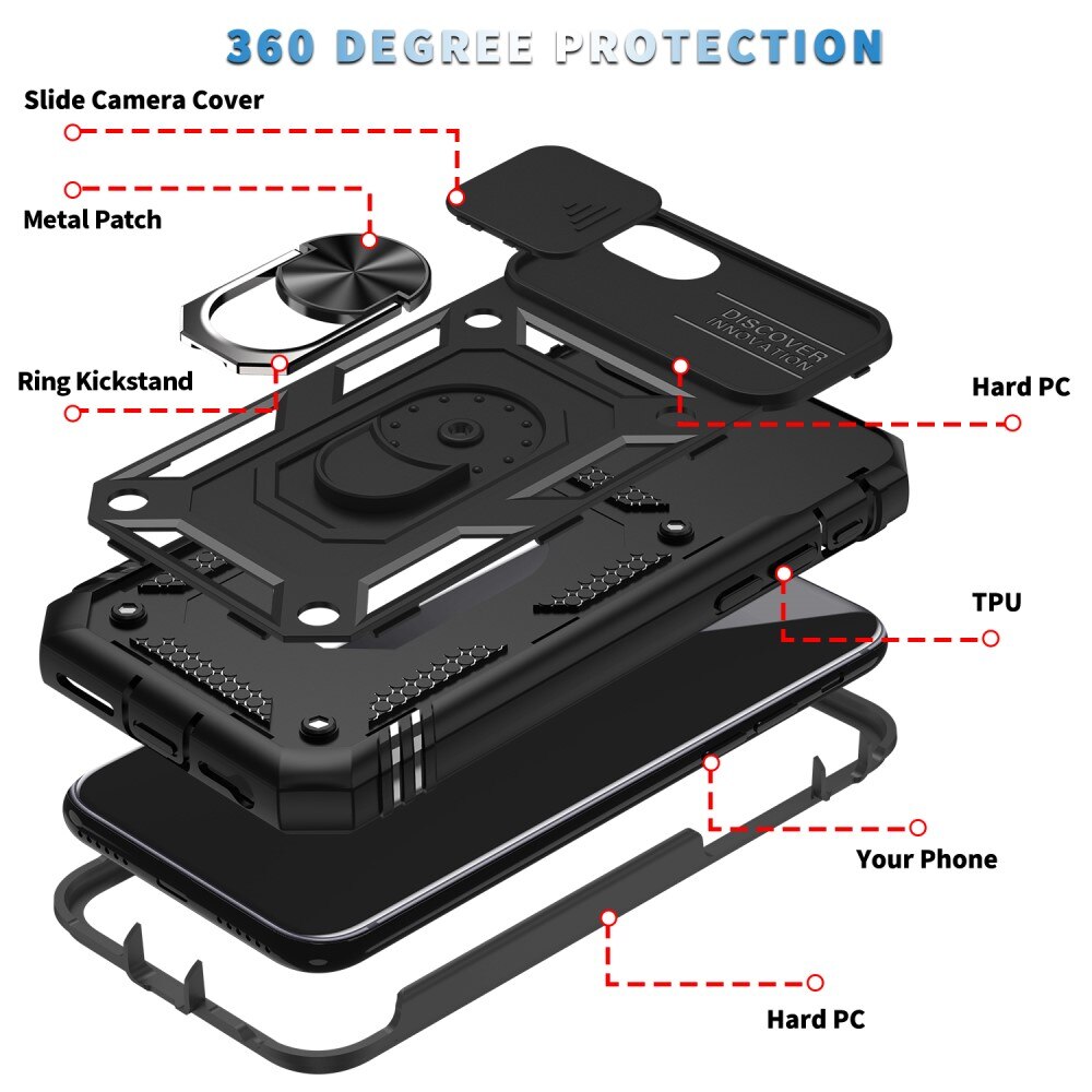 Cover ibride con anello e protezione fotocamera Apple iPhone SE 2020/iPhone SE 2022/iPhone 8/iPhone 7 Nero