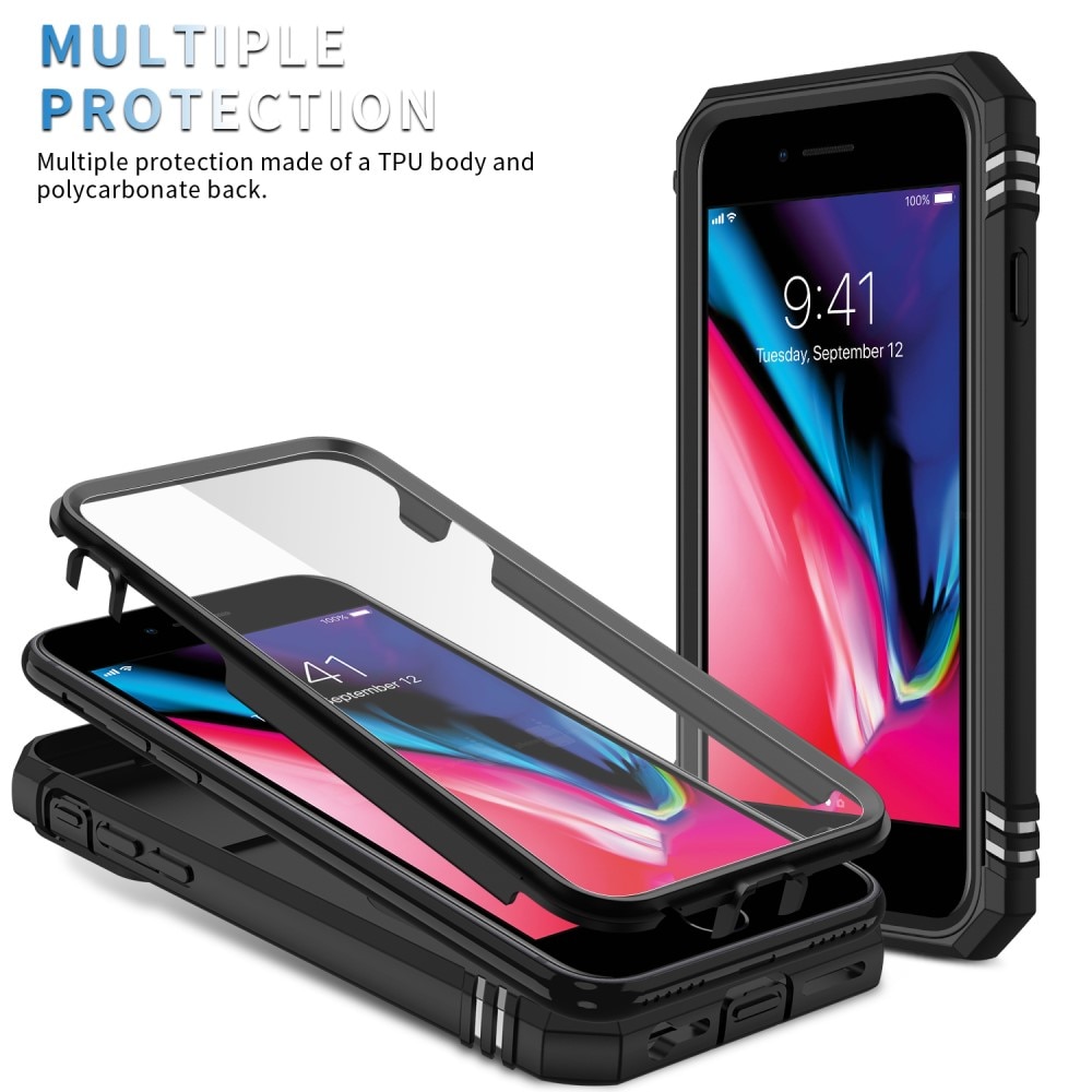 Cover ibride con anello e protezione fotocamera Apple iPhone SE 2020/iPhone SE 2022/iPhone 8/iPhone 7 Nero