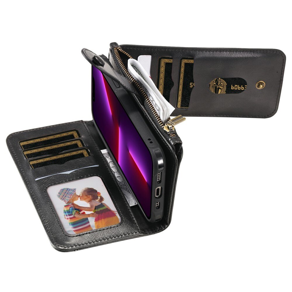 Magnet Leather Multi Wallet iPhone 13 Pro nero