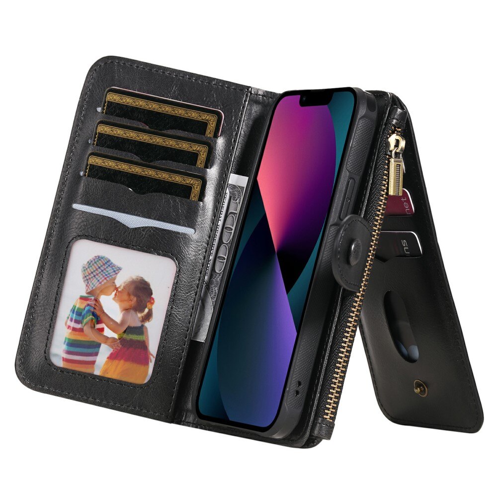 Magnet Leather Multi Wallet iPhone 13 nero