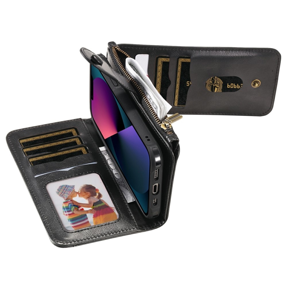 Magnet Leather Multi Wallet iPhone 13 nero