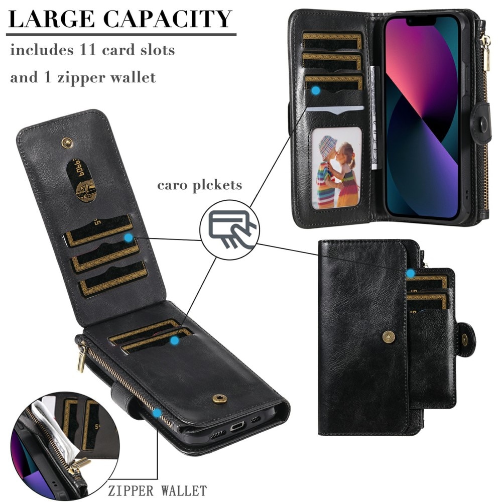 Magnet Leather Multi Wallet iPhone 13 nero