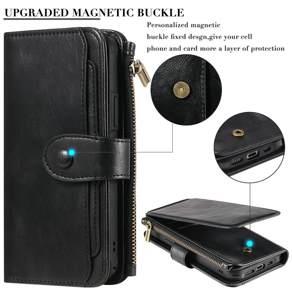 Magnet Leather Multi Wallet iPhone 13 nero