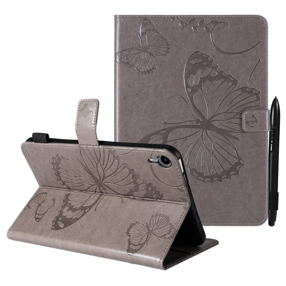 Custodia in pelle con farfalla Apple iPad Mini 7th Gen (2024) Grigio