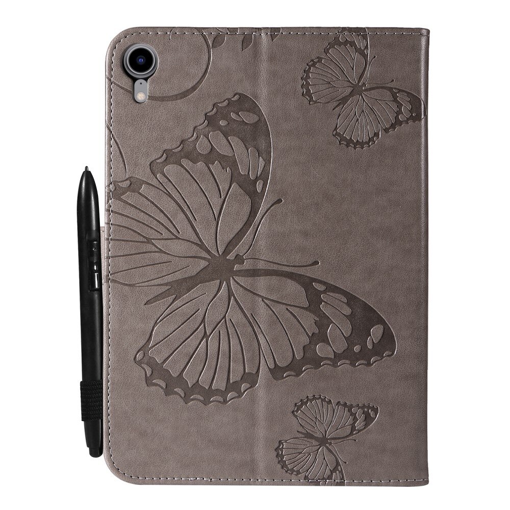 Custodia in pelle con farfalla Apple iPad Mini 7th Gen (2024) Grigio