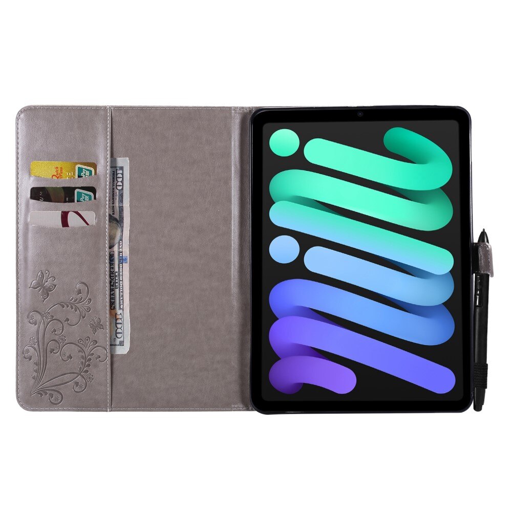 Custodia in pelle con farfalla Apple iPad Mini 7th Gen (2024) Grigio