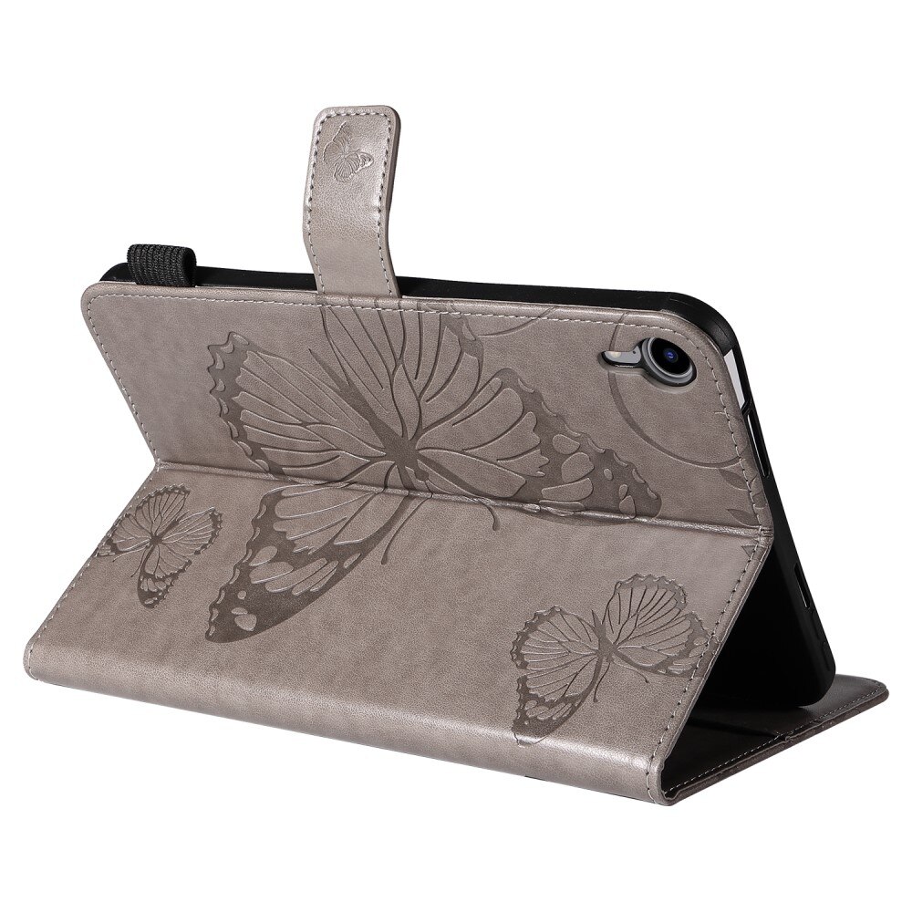 Custodia in pelle con farfalla Apple iPad Mini 7th Gen (2024) Grigio