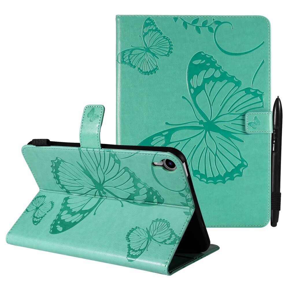 Custodia in pelle con farfalla iPad Mini 6 2021 Verde