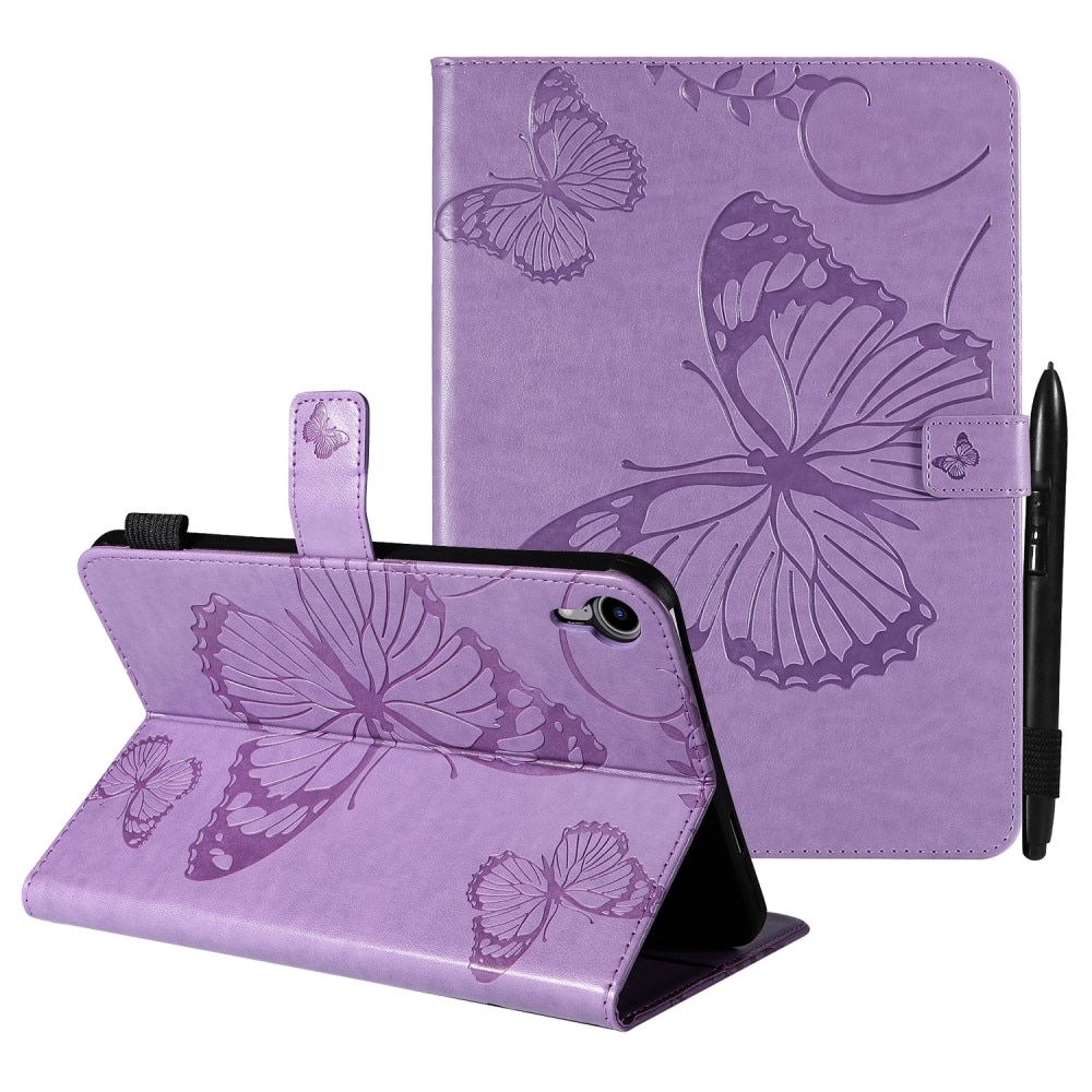 Custodia in pelle con farfalla iPad Mini 6th Gen (2021) viola