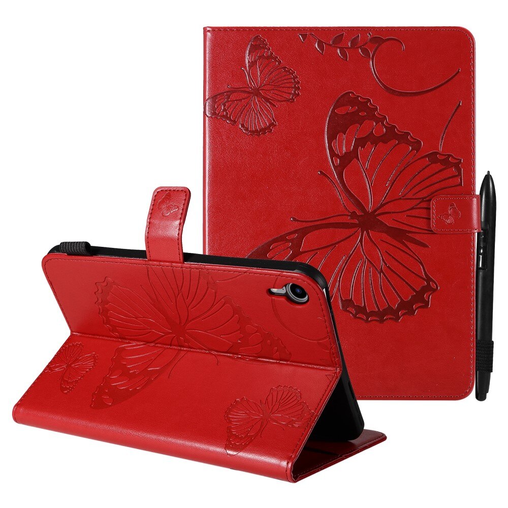 Custodia in pelle con farfalla iPad Mini 6 2021 Rosso