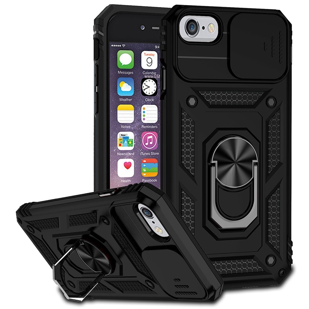 Cover ibride con anello e protezione fotocamera iPhone SE (2022) nero