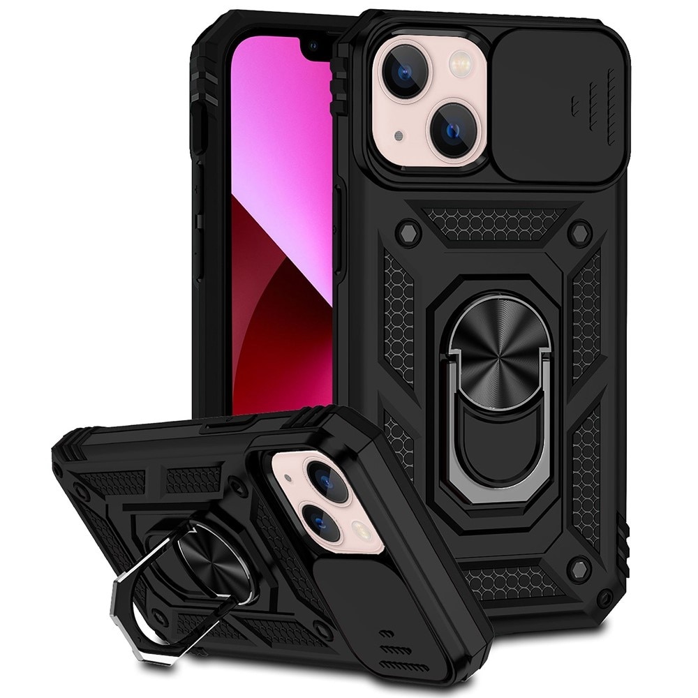 Cover ibride con anello e Protezione fotocamera iPhone 13 Mini Nero