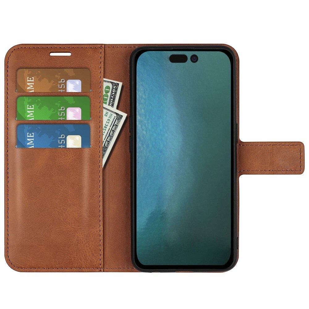 Cover portafoglio Leather Wallet iPhone 14 Pro Max Brown