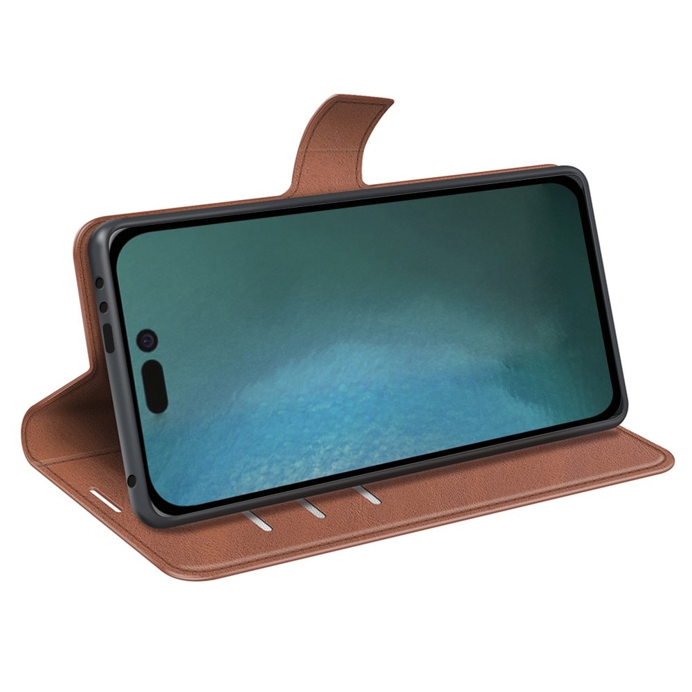 Cover portafoglio Leather Wallet iPhone 14 Pro Brown
