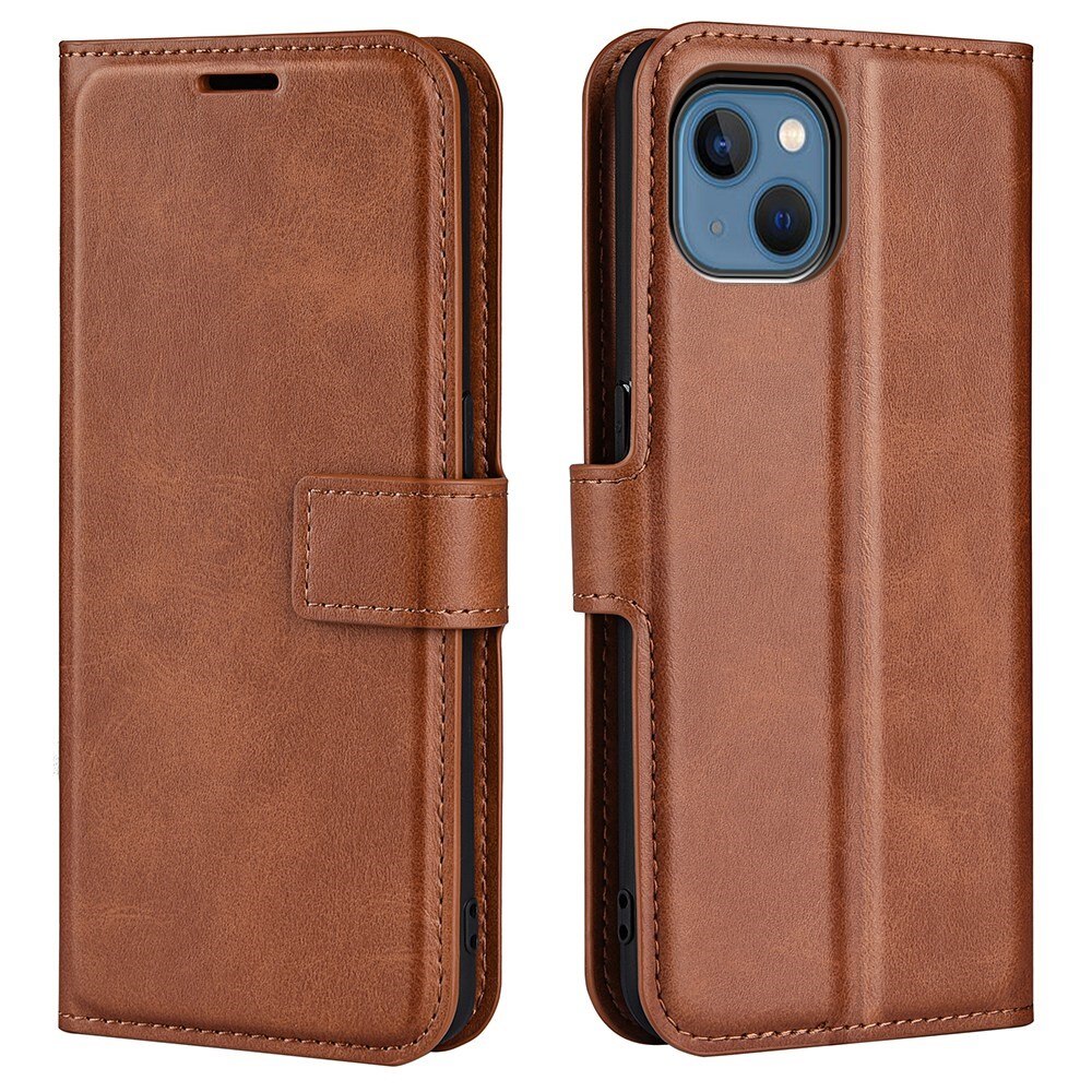 Cover portafoglio Leather Wallet iPhone 14 Brown