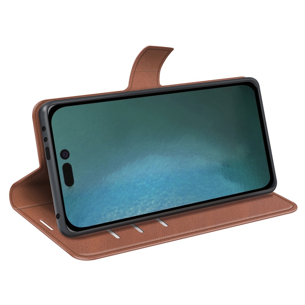 Cover portafoglio Leather Wallet iPhone 14 Brown