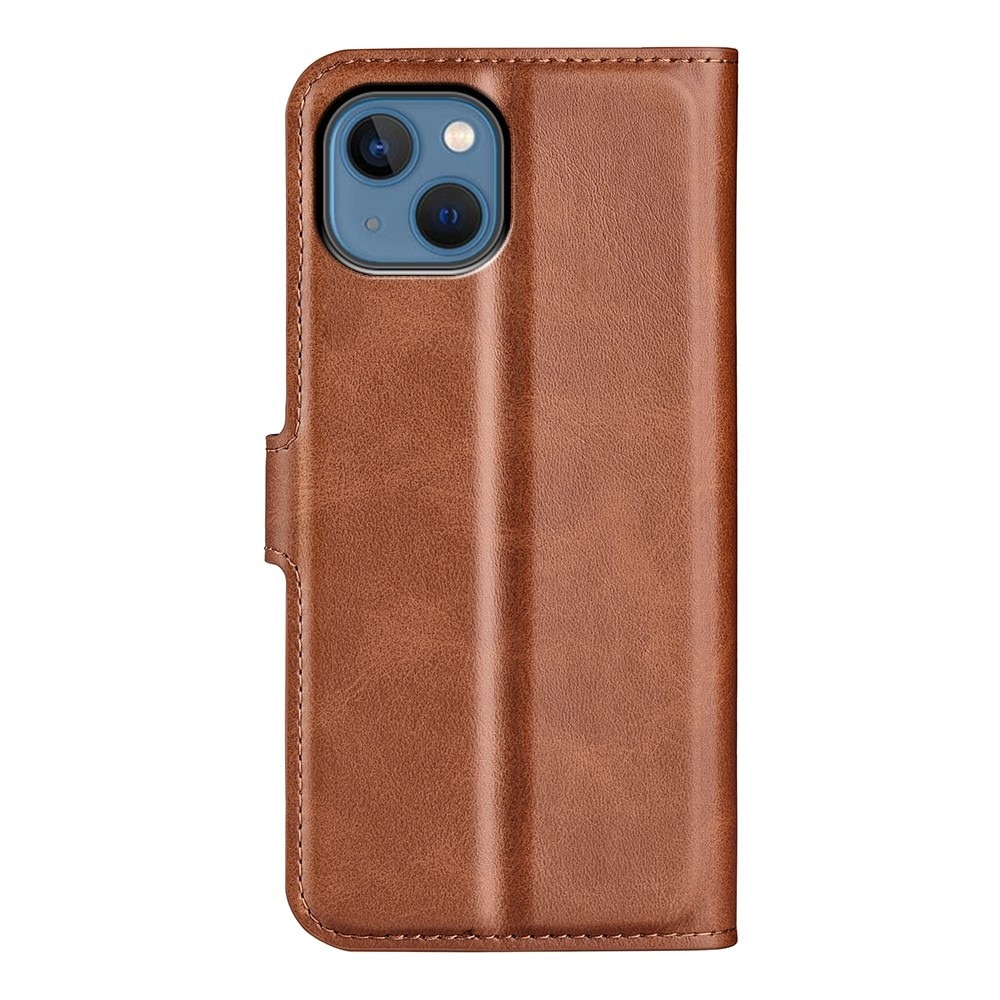 Cover portafoglio Leather Wallet iPhone 14 Brown