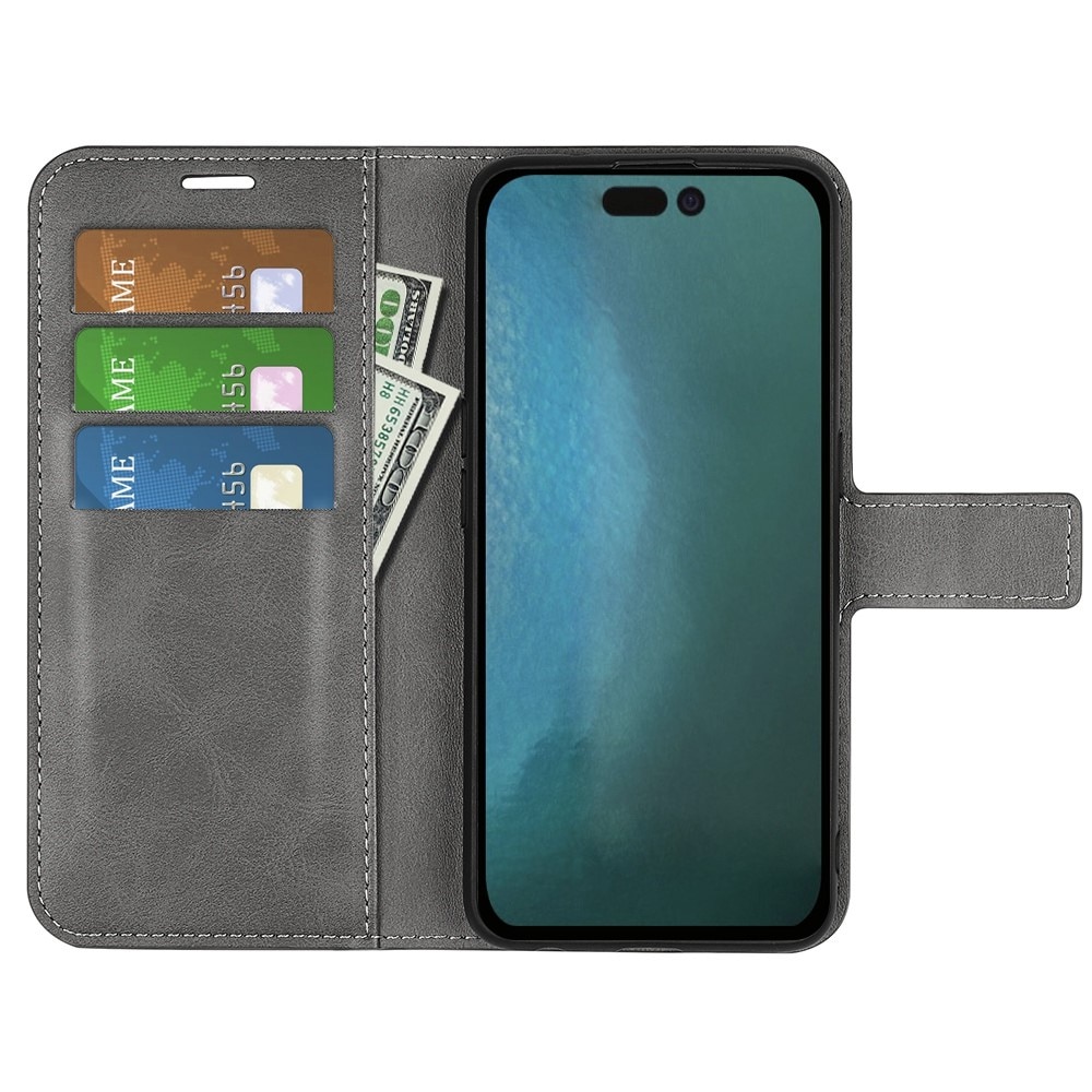 Cover portafoglio Leather Wallet iPhone 14 Plus Grey
