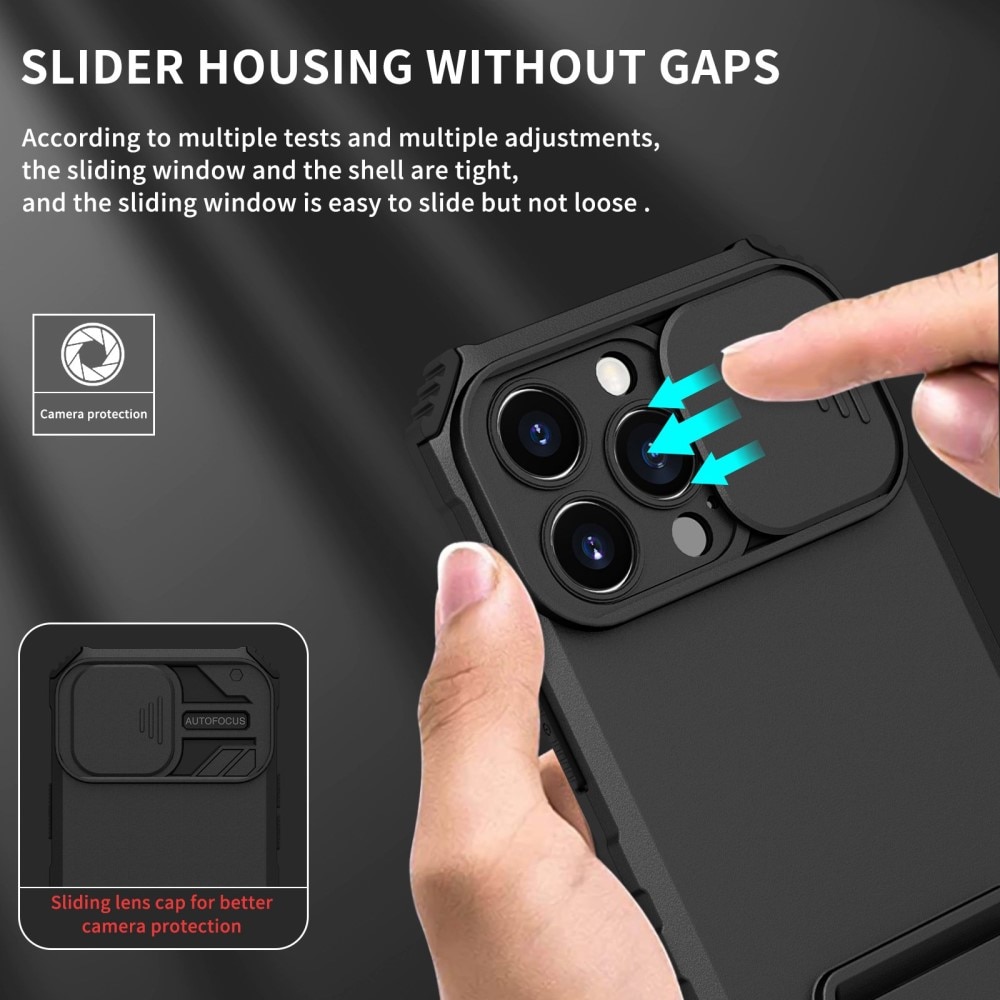 Cover Kickstand con Protezione fotocamera iPhone 13 Pro Nero