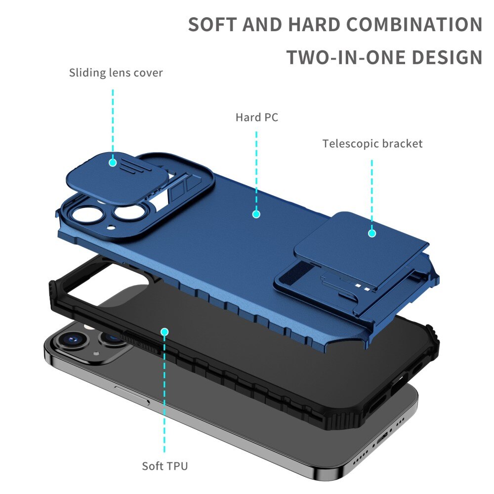 Cover Kickstand con Protezione fotocamera Apple iPhone 13 Pro Blu