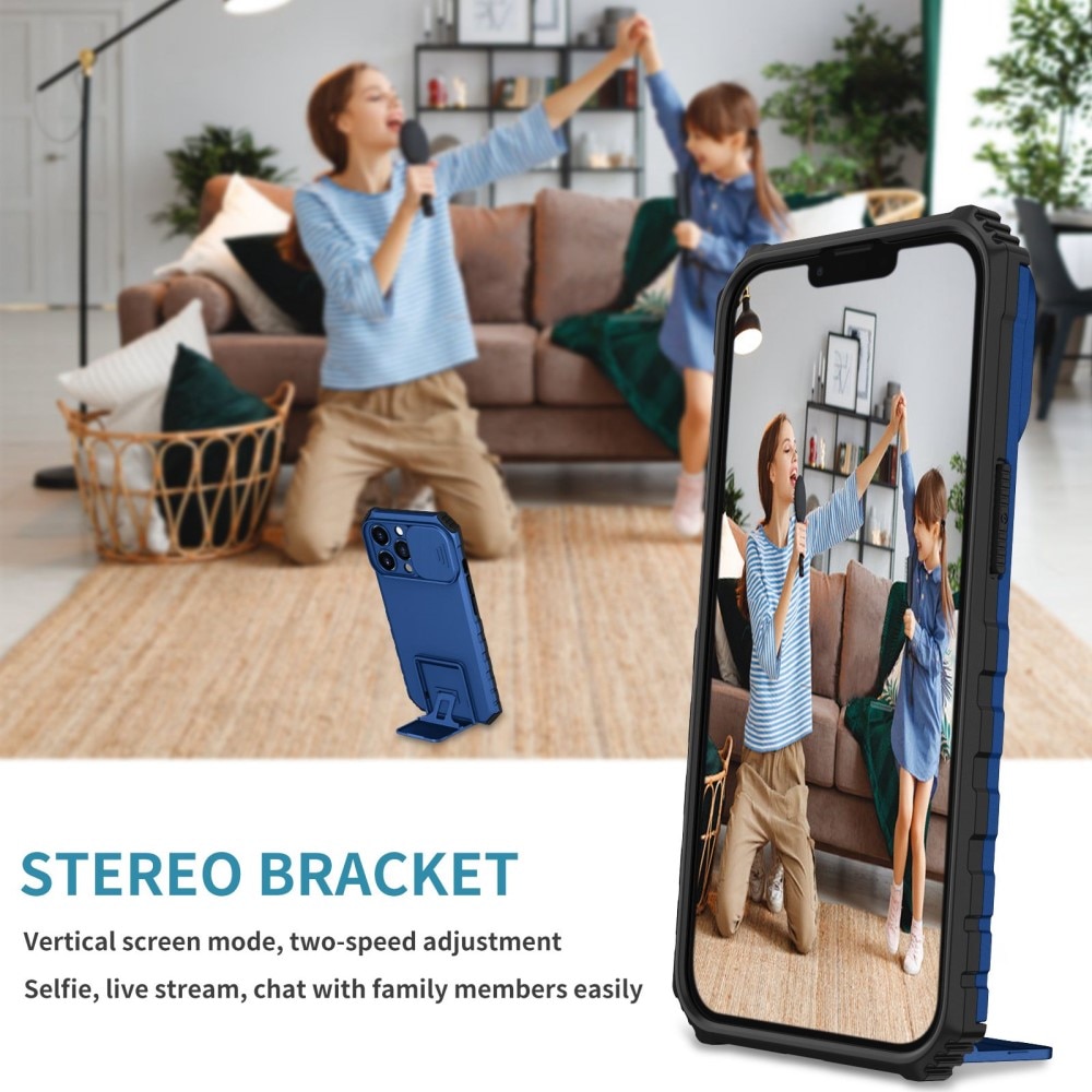 Cover Kickstand con Protezione fotocamera Apple iPhone 13 Pro Blu