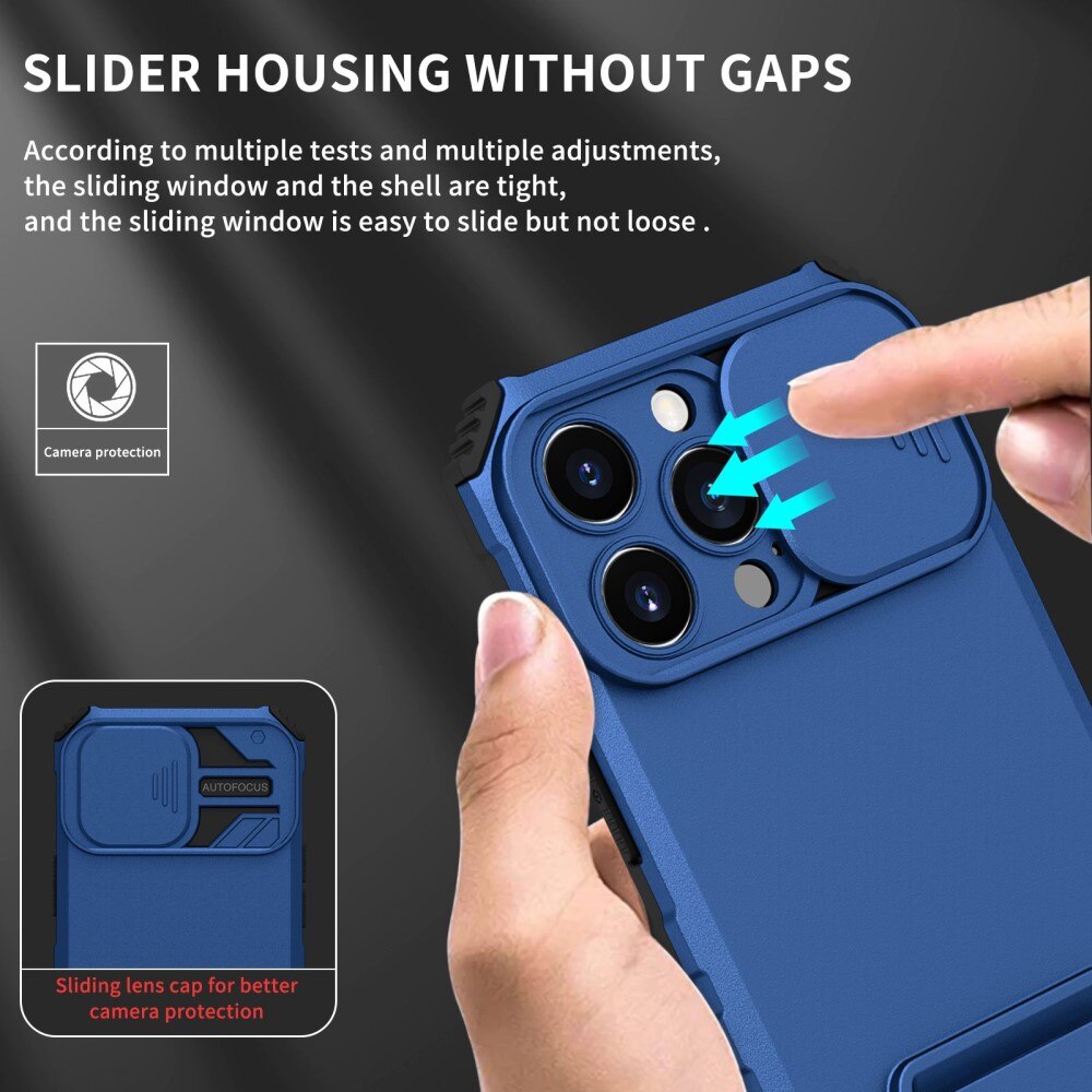 Cover Kickstand con Protezione fotocamera iPhone 13 Pro Blu