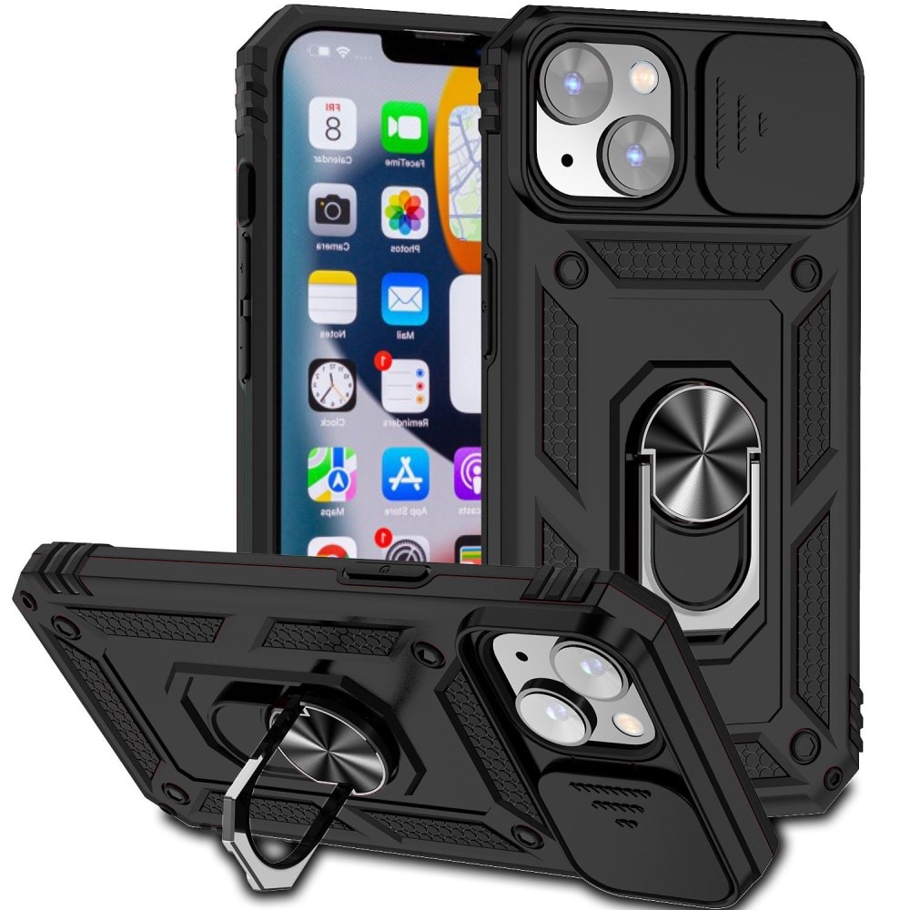 Cover ibride con anello e protezione fotocamera iPhone 14 Plus Nero