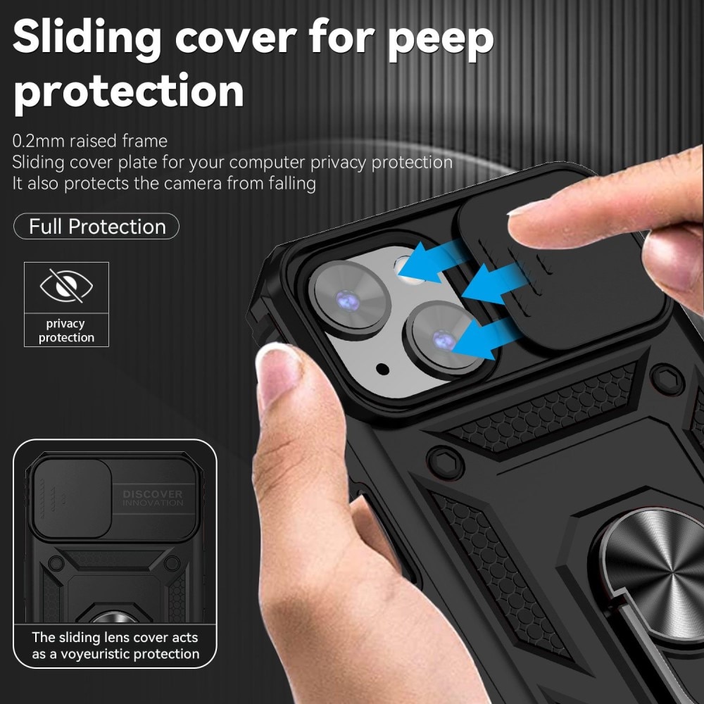 Cover ibride con anello e protezione fotocamera iPhone 14 Plus Nero