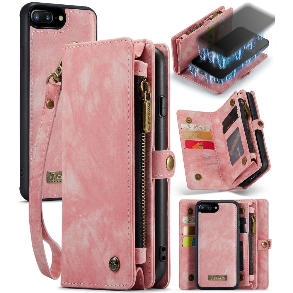 Cover portafoglio Multi-Slot iPhone 7 Plus/8 Plus rosa