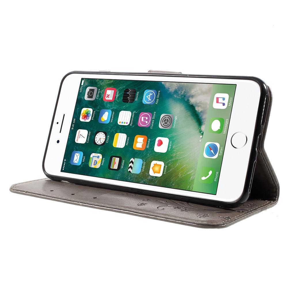 Custodia in pelle a farfalle per Apple iPhone 7 Plus/iPhone 8 Plus, Grigio