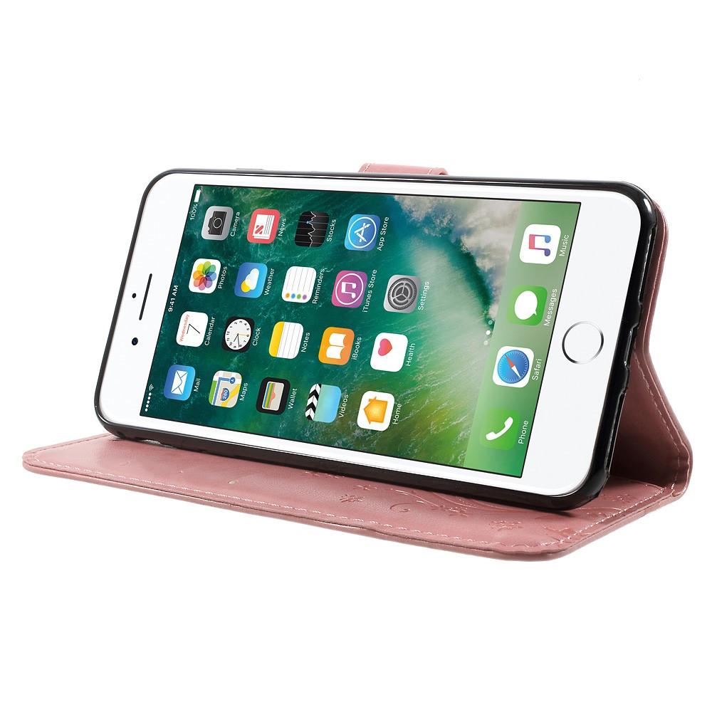 Custodia in pelle a farfalle per iPhone 7 Plus/8 Plus, rosa