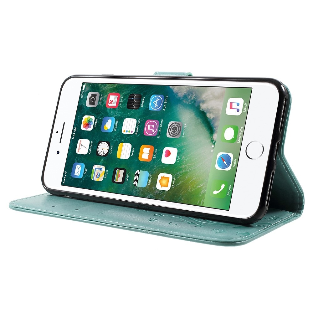 Custodia in pelle a farfalle per iPhone 7 Plus/8 Plus, verde