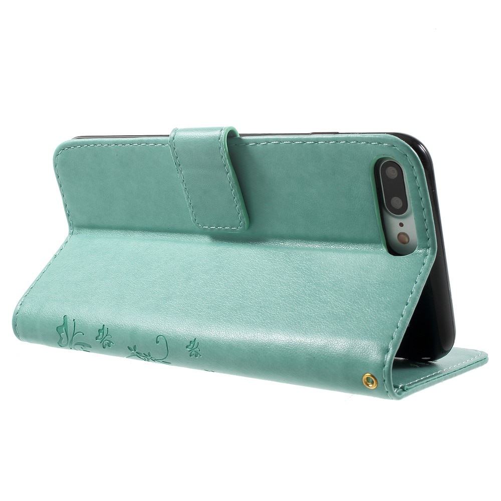 Custodia in pelle a farfalle per iPhone 7 Plus/8 Plus, verde