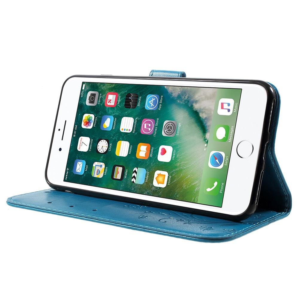 Custodia in pelle a farfalle per iPhone 7 Plus/8 Plus, blu